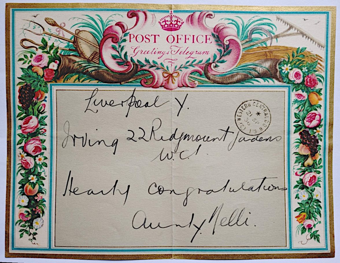 Greetings Telegram Form 1936