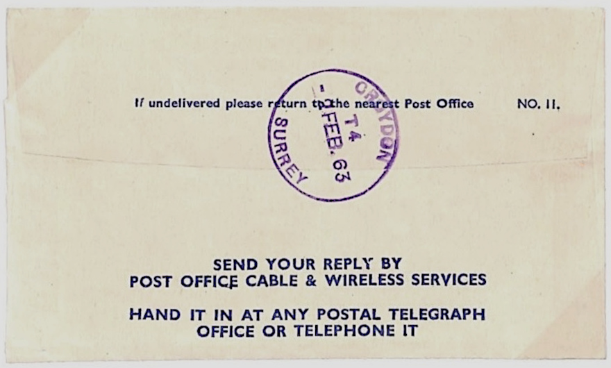 11-1963 envelope - back