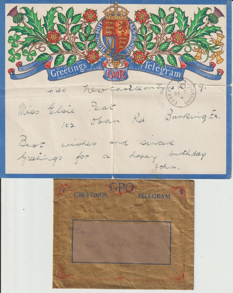 Greetings Telegram Form February 1941