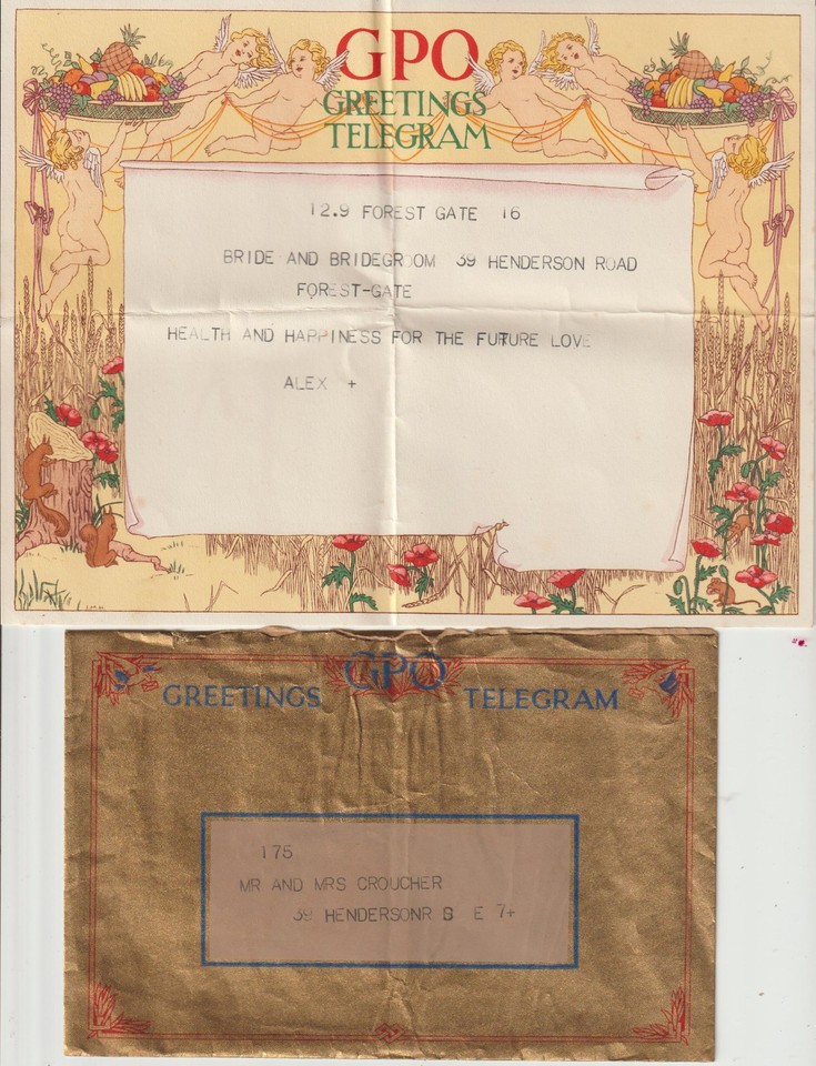 Greetings Telegram Form seen used 17 September 1938