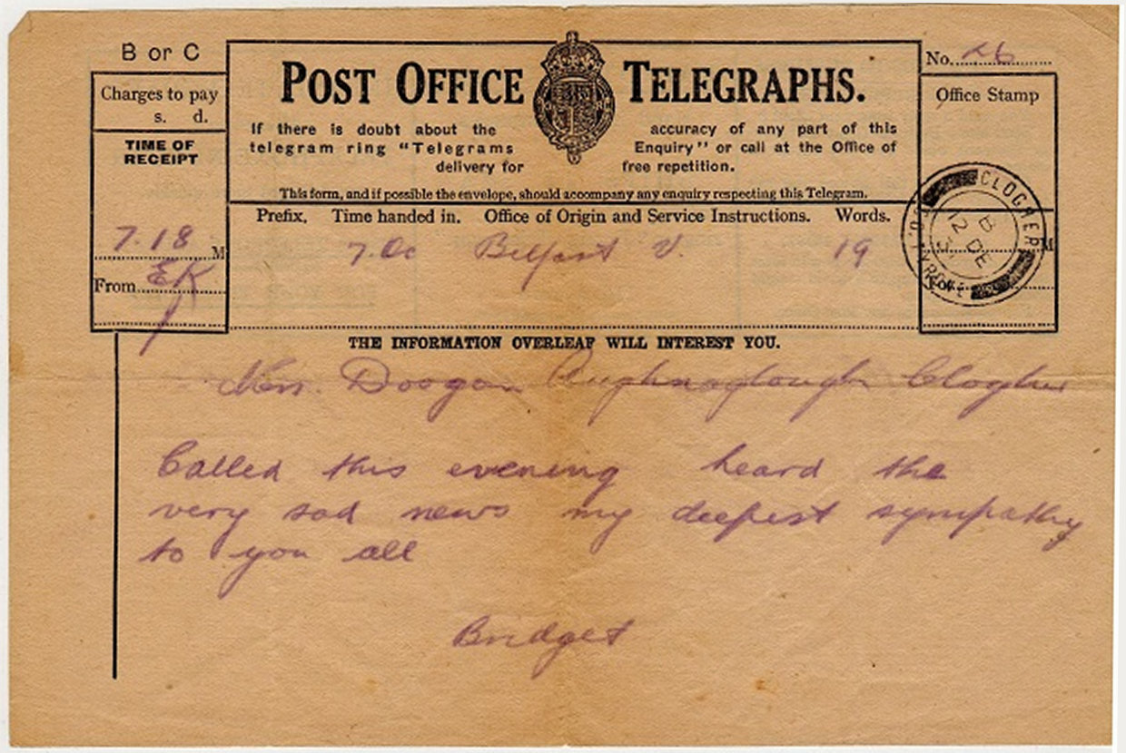 PO Telegraph Form of 12/12/1931