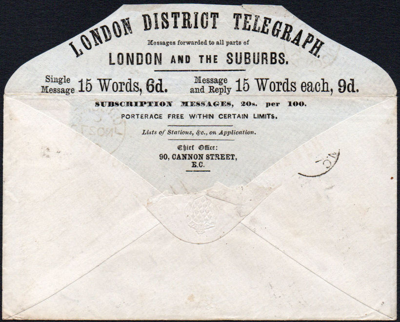 1863 Telegram Envelope - inside
