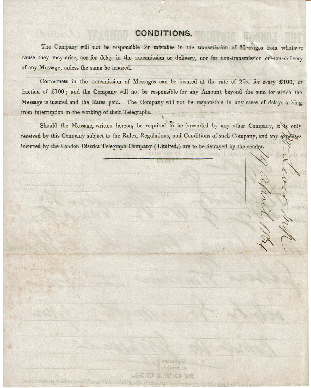 April 1864 LDTC Forwarding form - Back
