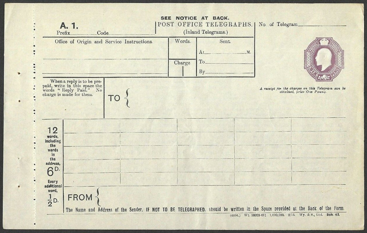 PO form 18d - 1913 - front