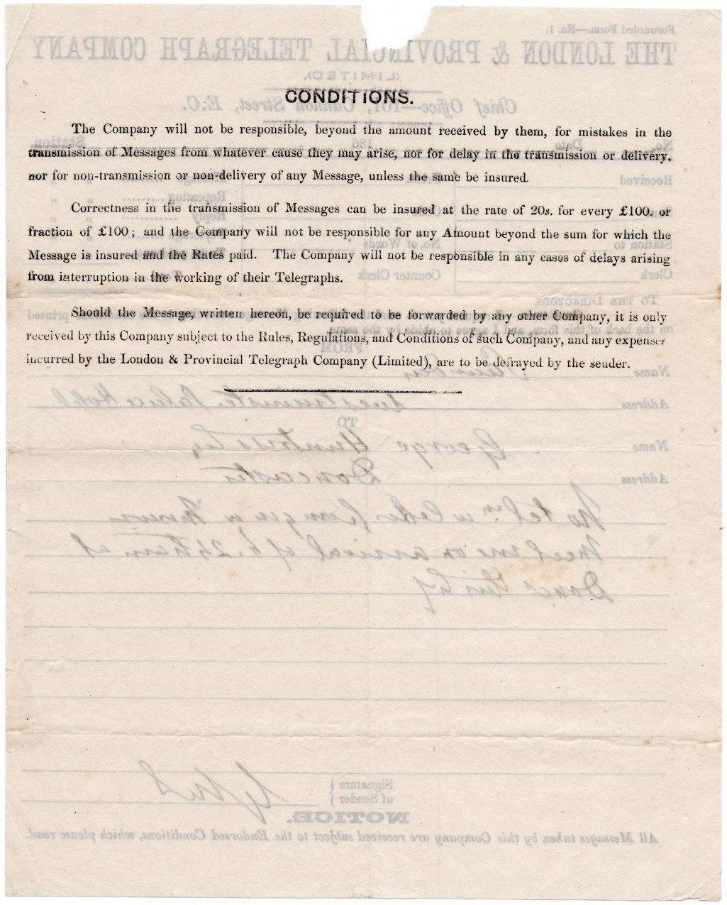 April 1868 LPTC Forwarding form - Back