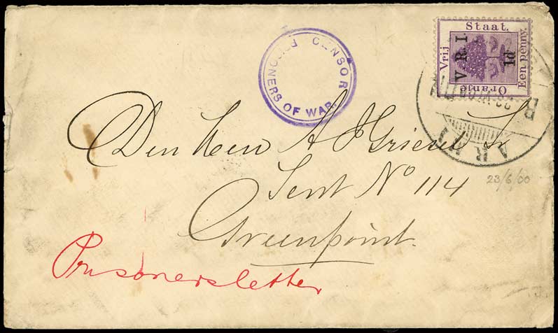 Prisoners letter, B DN on 1d postage stamp.