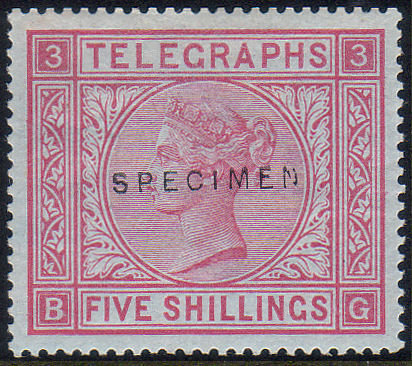 Post Office Telegraph 5/- Plate 3, Specimen type 12