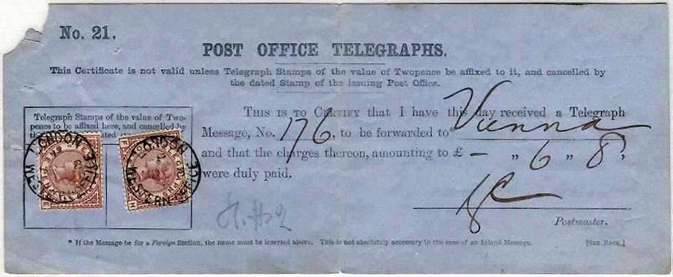 Post Office Telegraph receipt.