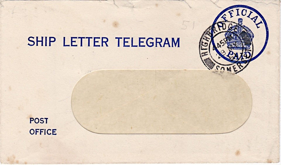 Ship Letter Telegram, 1951 - front