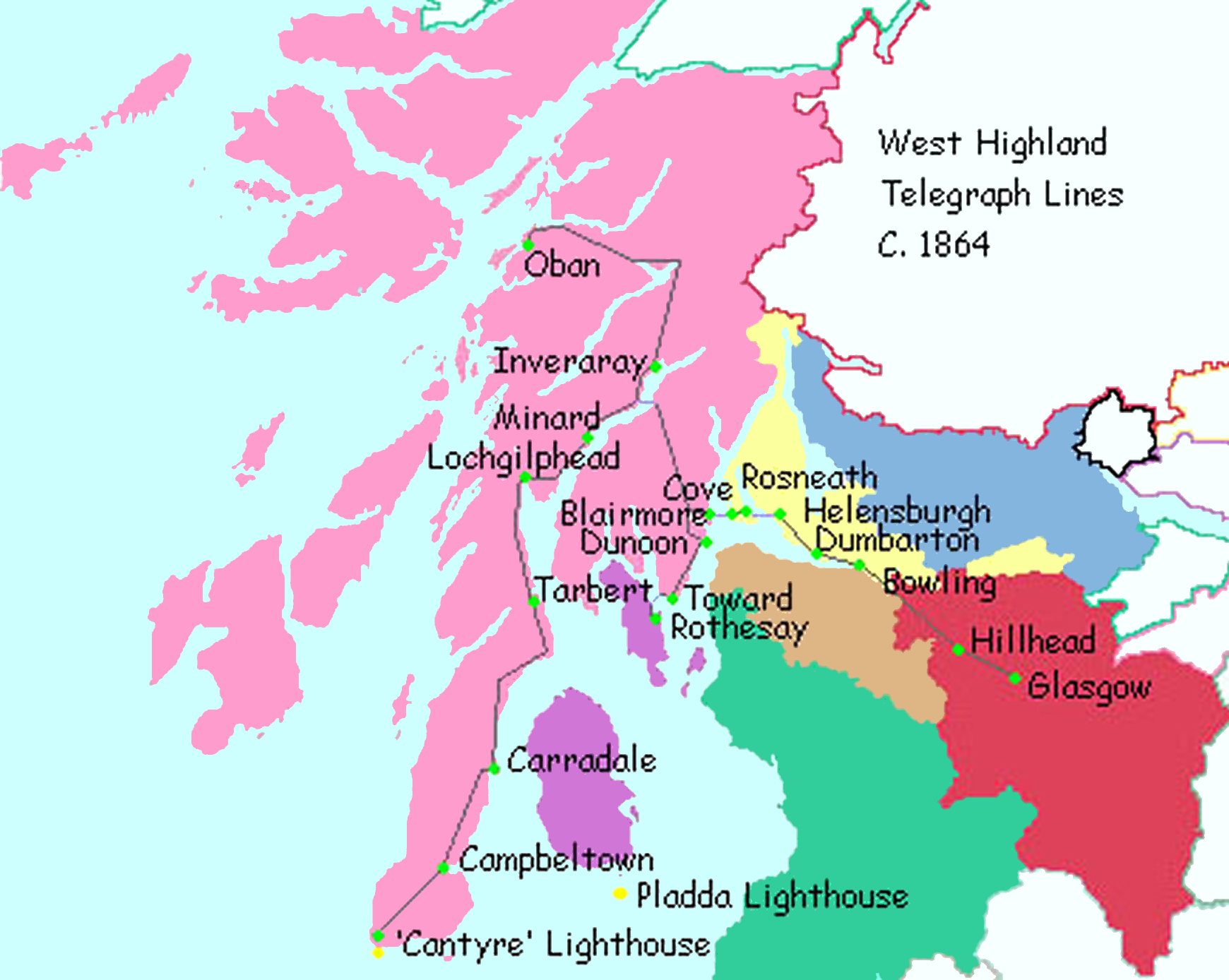 West Highland Telegraph system map