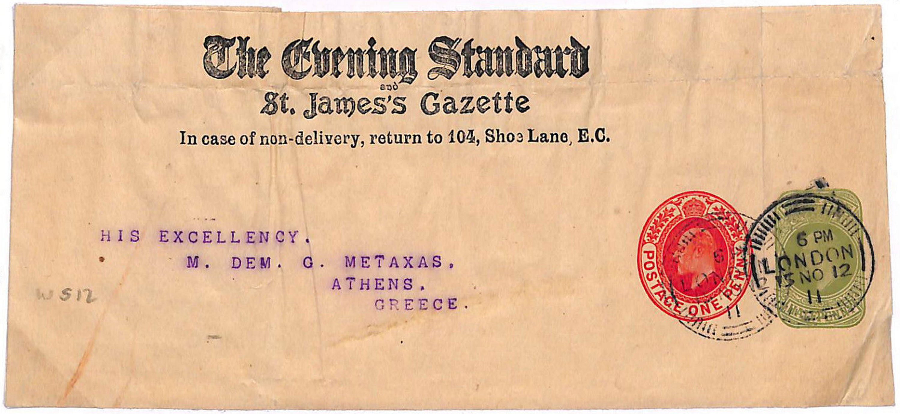 1912 Evening Standard Wrapper