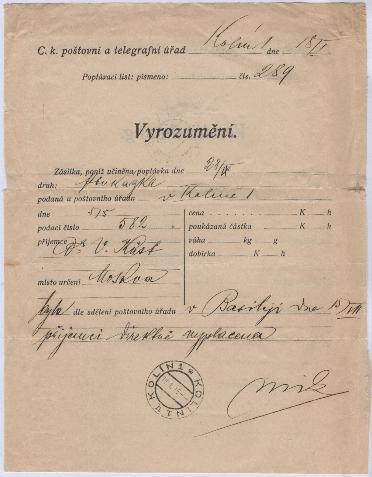 Bohemnian Telegram of 1916