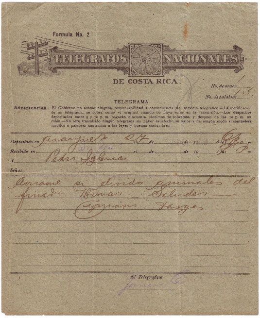 Telegraph Form 1