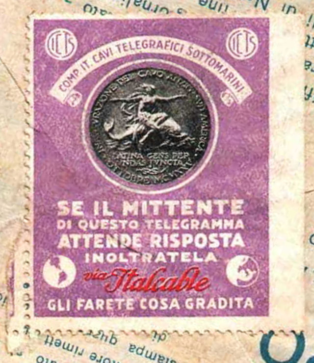 Italcable Telegram, 1930 - Seal