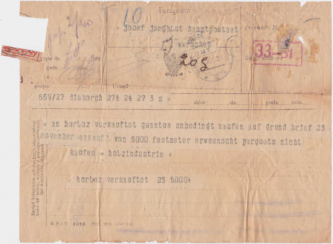 Poland telegram of 28 November 1922