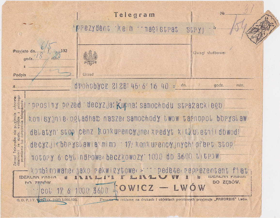 Poland telegram of 6 May 1925
