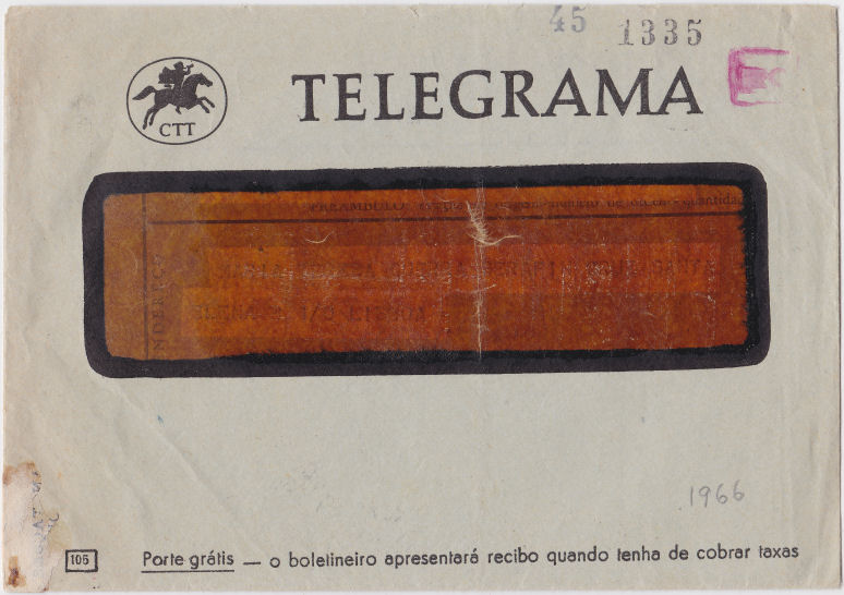 Telegram of 1 December 1966 - front