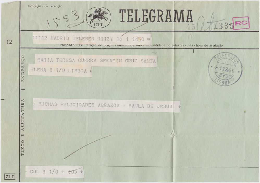 Telegram of 1 December 1966 - contents