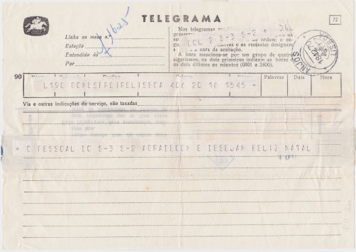 Telegram of 18 December 1970 - front