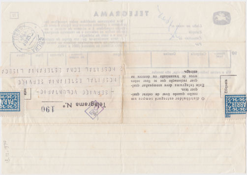 Telegram of 18 December 1970 - back