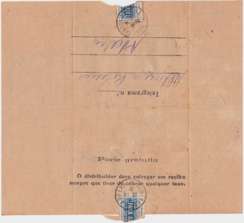Telegram of 18 August 1931 - back