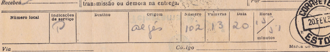Telegram of 20 February 1939 - detail a