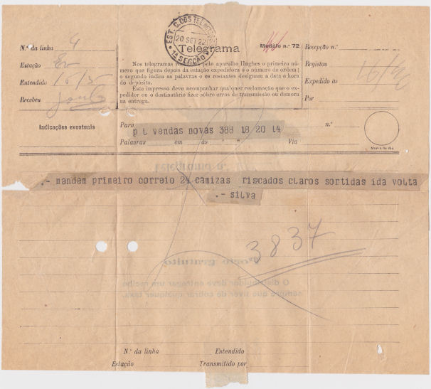Telegram of 20 September 1922 - front