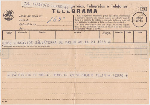 Telegram of 23 March 1959 - front