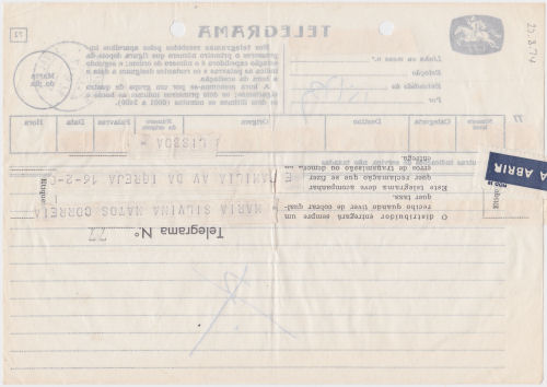Telegram of 27 August 1974 - back