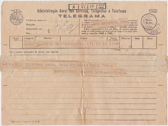 Telegram of 29 December 1948 - front