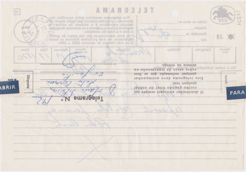 Telegram of 29 August 1974 - back