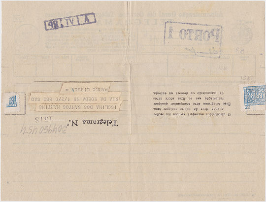 Telegram of 3 December 1951 - back