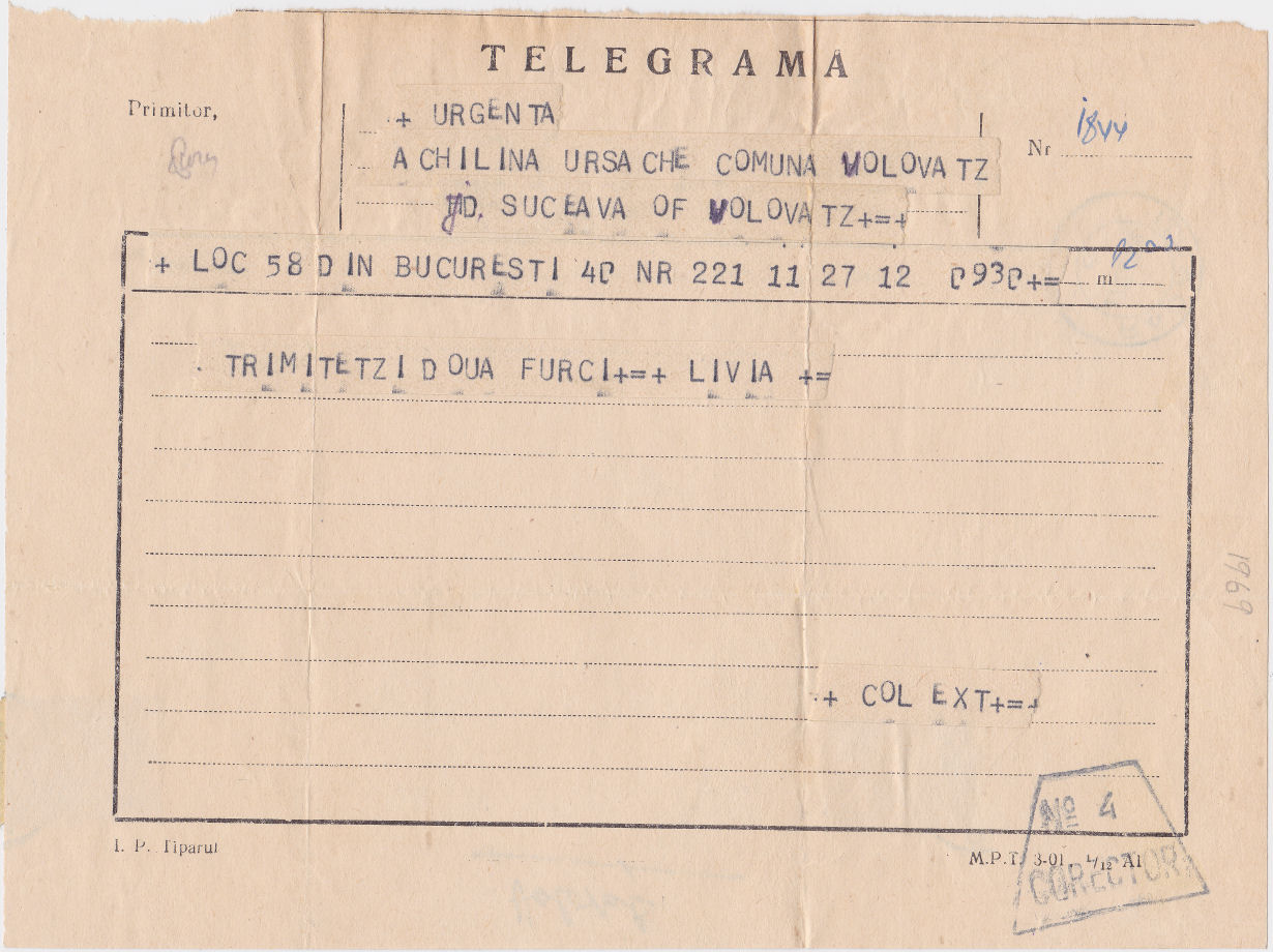 Telegram of 27 December 1969