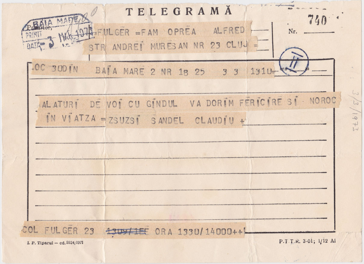 Telegram of 3 March 1973