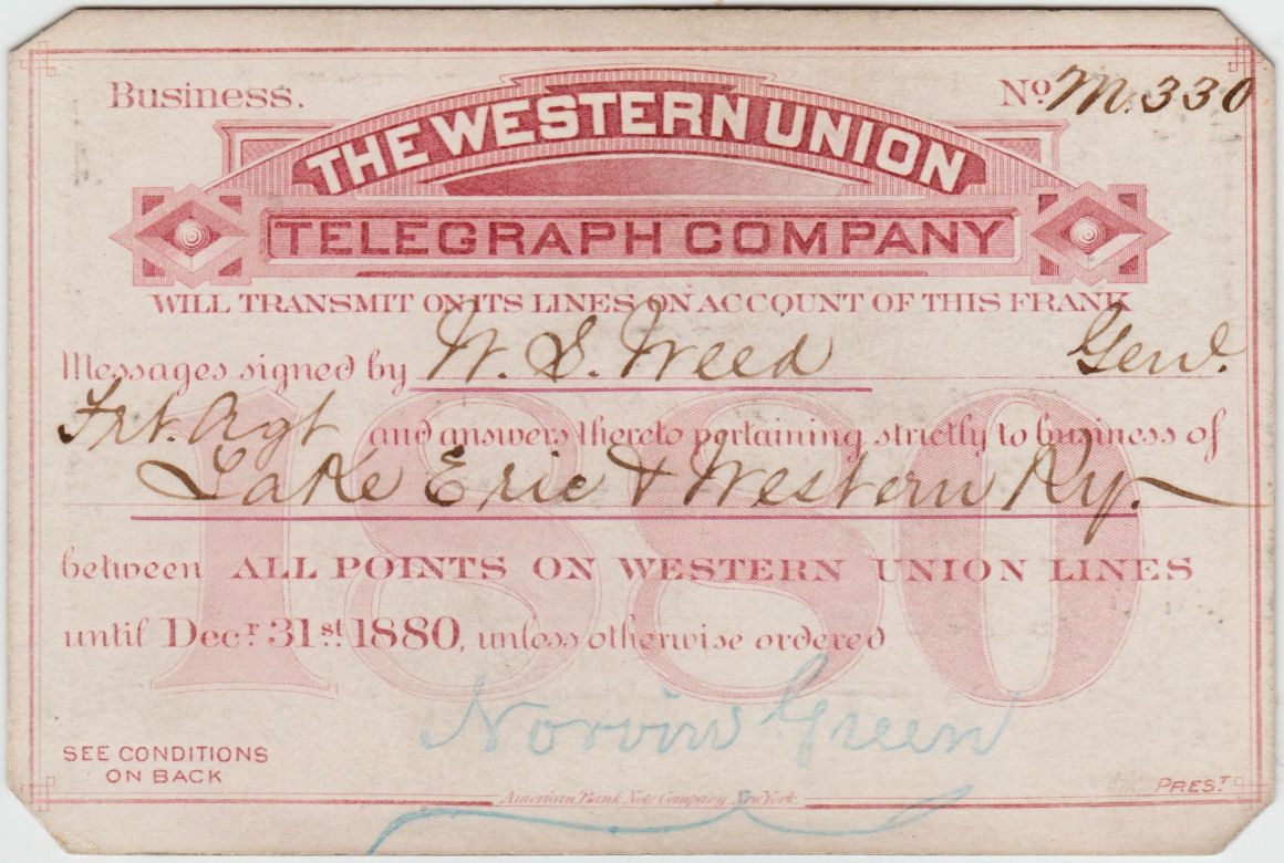 Western Union Business Frank 1880 front