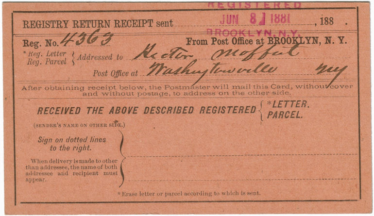 1881 ADT Registered receipt - Front