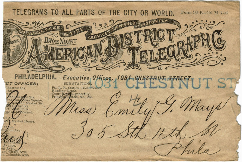 1896 Philadelphia envelope - Front
