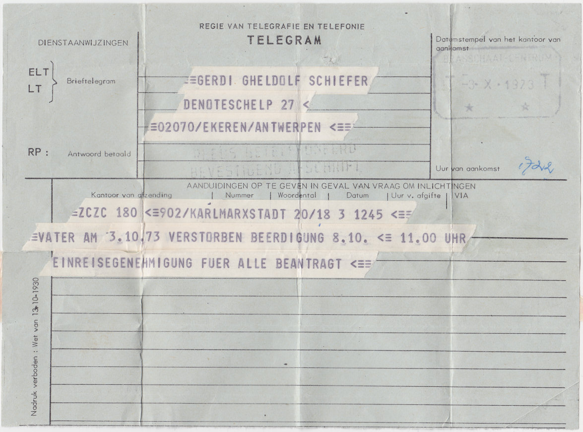 Telegram - 1969, used 1973