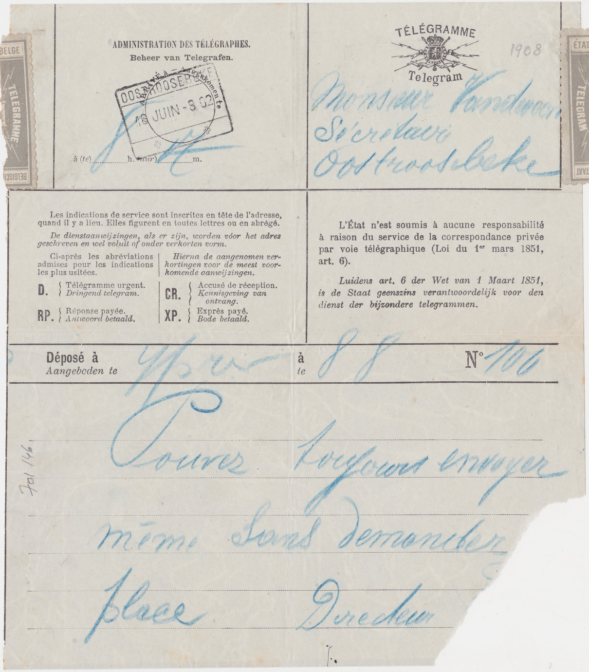 Telegram - 1908
