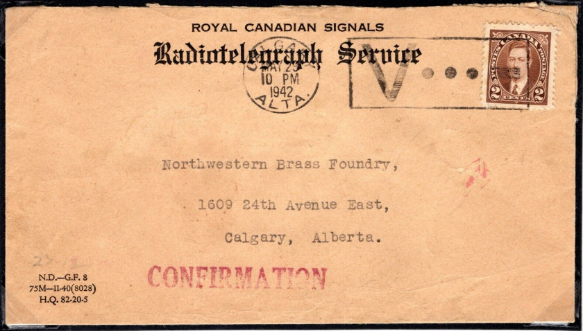 1942 Radiotelegraph envelope - front