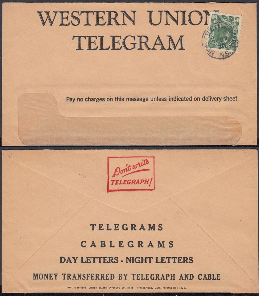 Western Union Envelope - Canada 1897