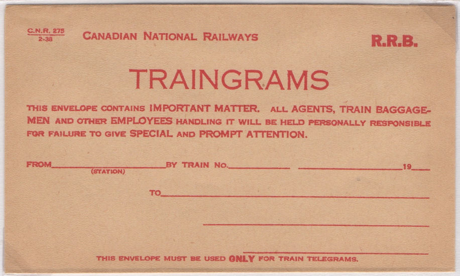 Unused Traingram printed in red