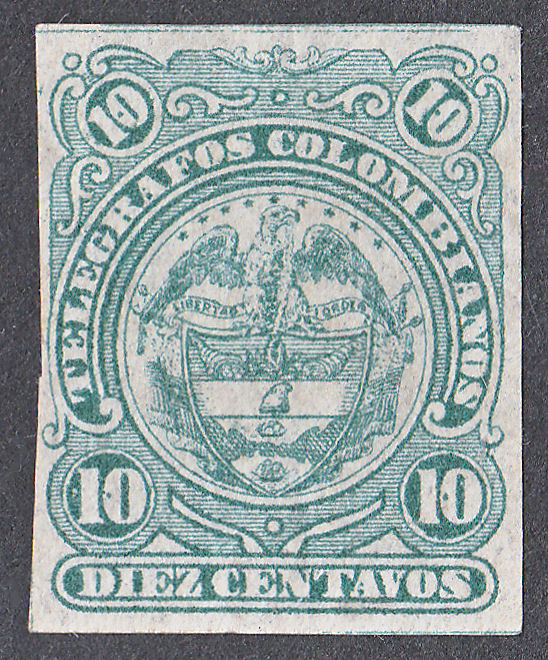 Colombia 10c type Ia, green-blue