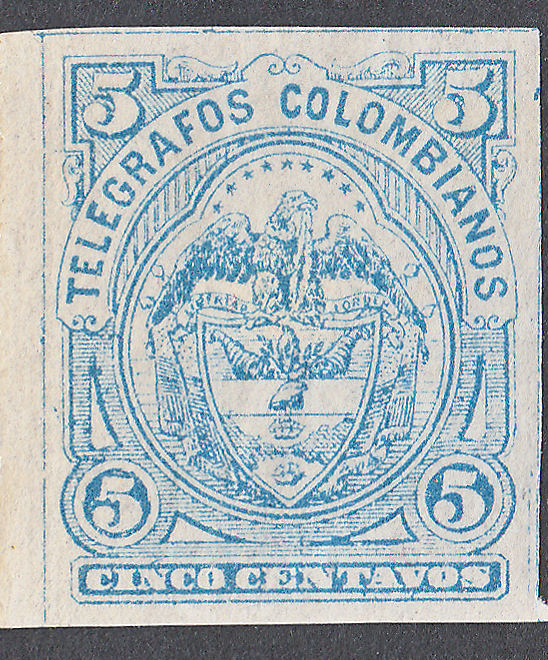 Colombia 5c type I, blue (large)