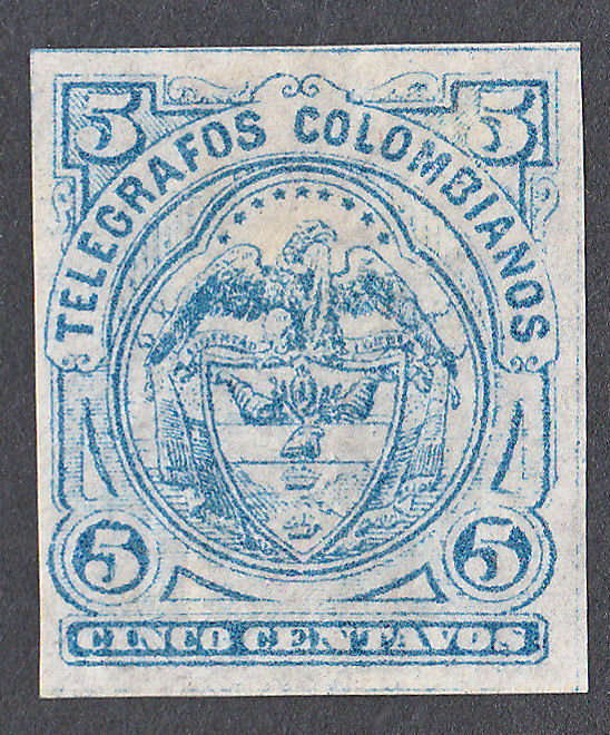 Colombia 5c type I, blue (large)