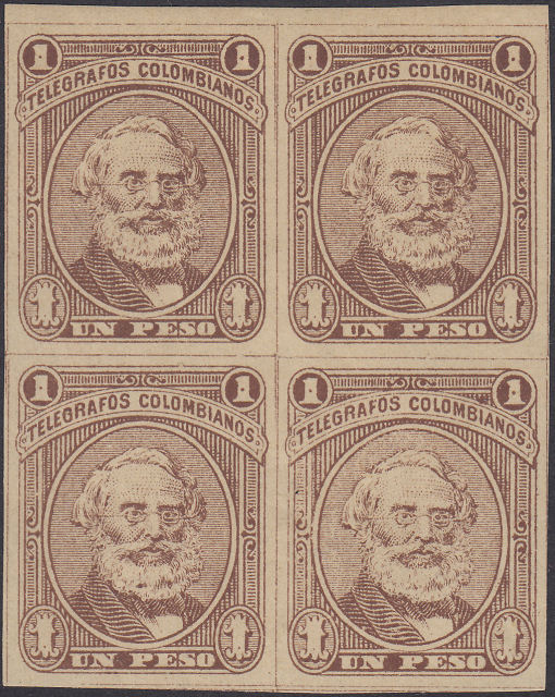 Colombia 1p block in brown