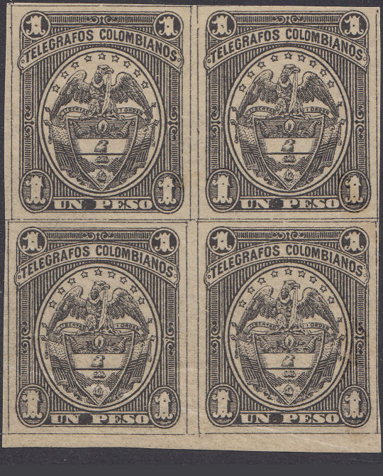 Colombia 1901 1p block in black
