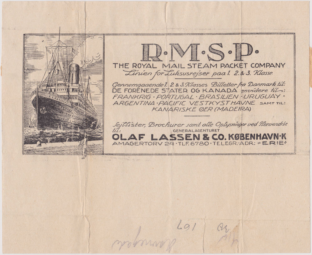 1922 advert for RMSP