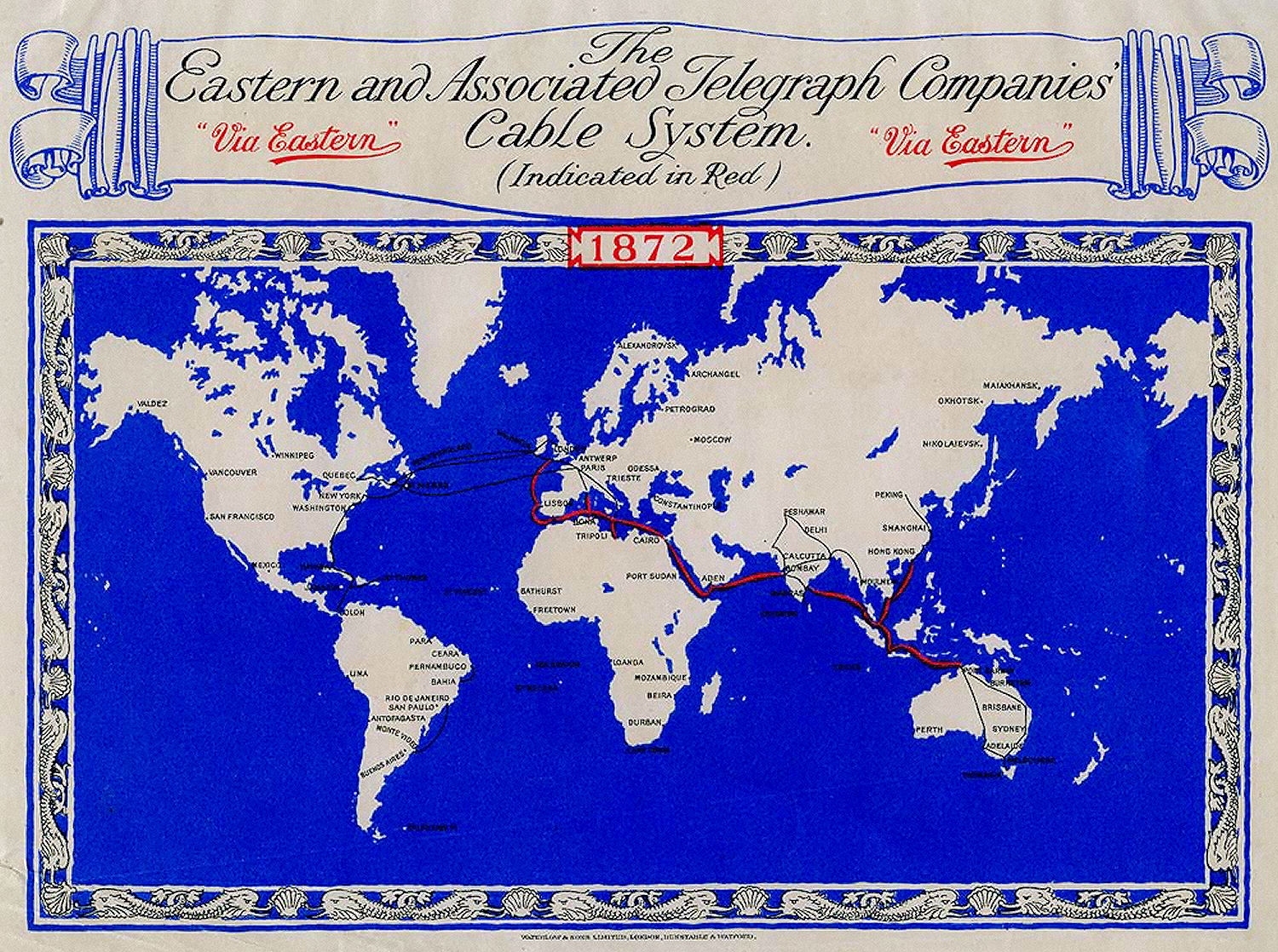 Eastern Associated Telegraph Companies Map 1872