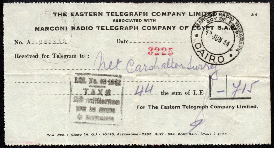 Eastern / Marconi 1944 receipt 